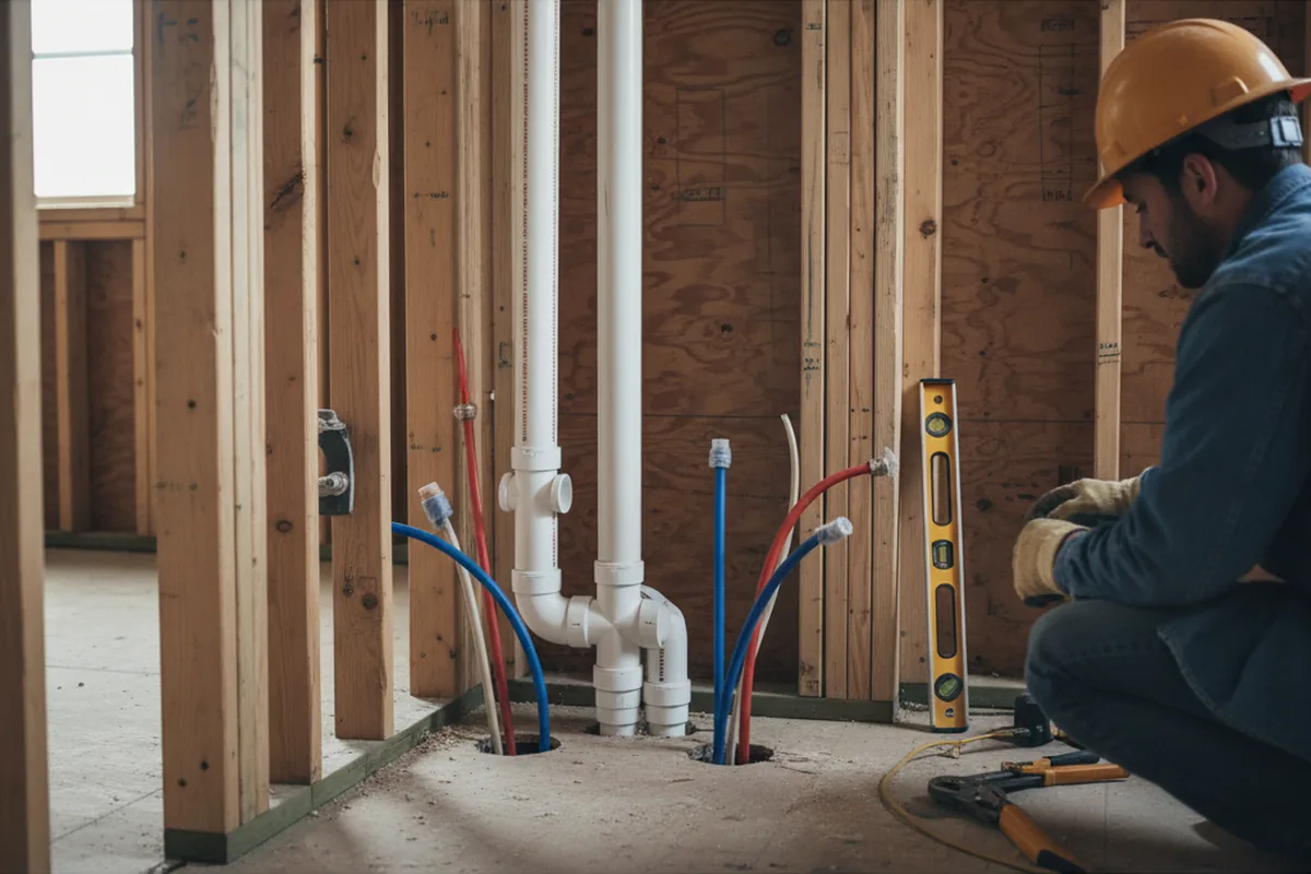 Drain and supply rough-in during Leak Detection in Hickory Grove