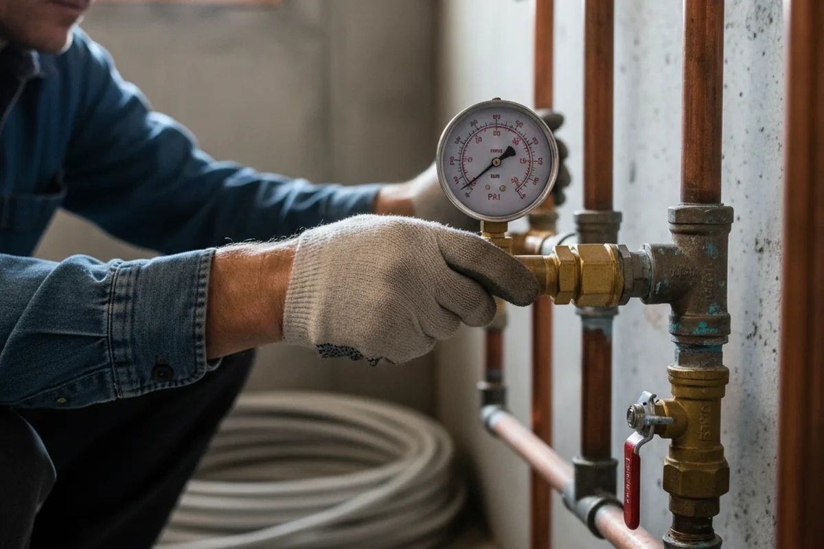 Pressure testing a repaired line during Water Line Repair in Hickory Grove